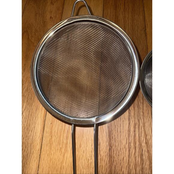 3 Pack Stainless Steel Mesh Strainers Fine Sifting Draining Ergonomic Handles US - Picture 2 of 4